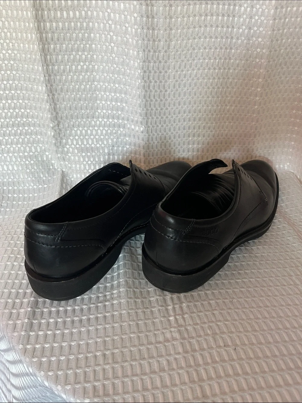 ECCO Black Leather Oxford Dress Shoes EU 45 US 11-11.5 Comfort Slip On Lace Up